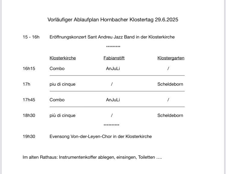Ablauf Klostertag