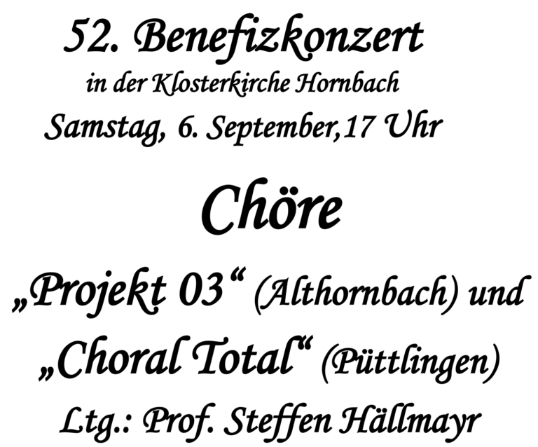 52. Benefizkonzert am Sa. 06.09.2025