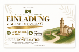 Jubelkonfirmation Klosterkirche Hornbach am 07.06.2026, 14 Uhr
