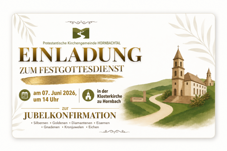 Jubelkonfirmation Klosterkirche Hornbach am 07.06.2026, 14 Uhr